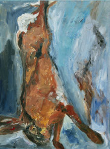 Hase mit blau, 2001, oil/canvas, 70x50cm